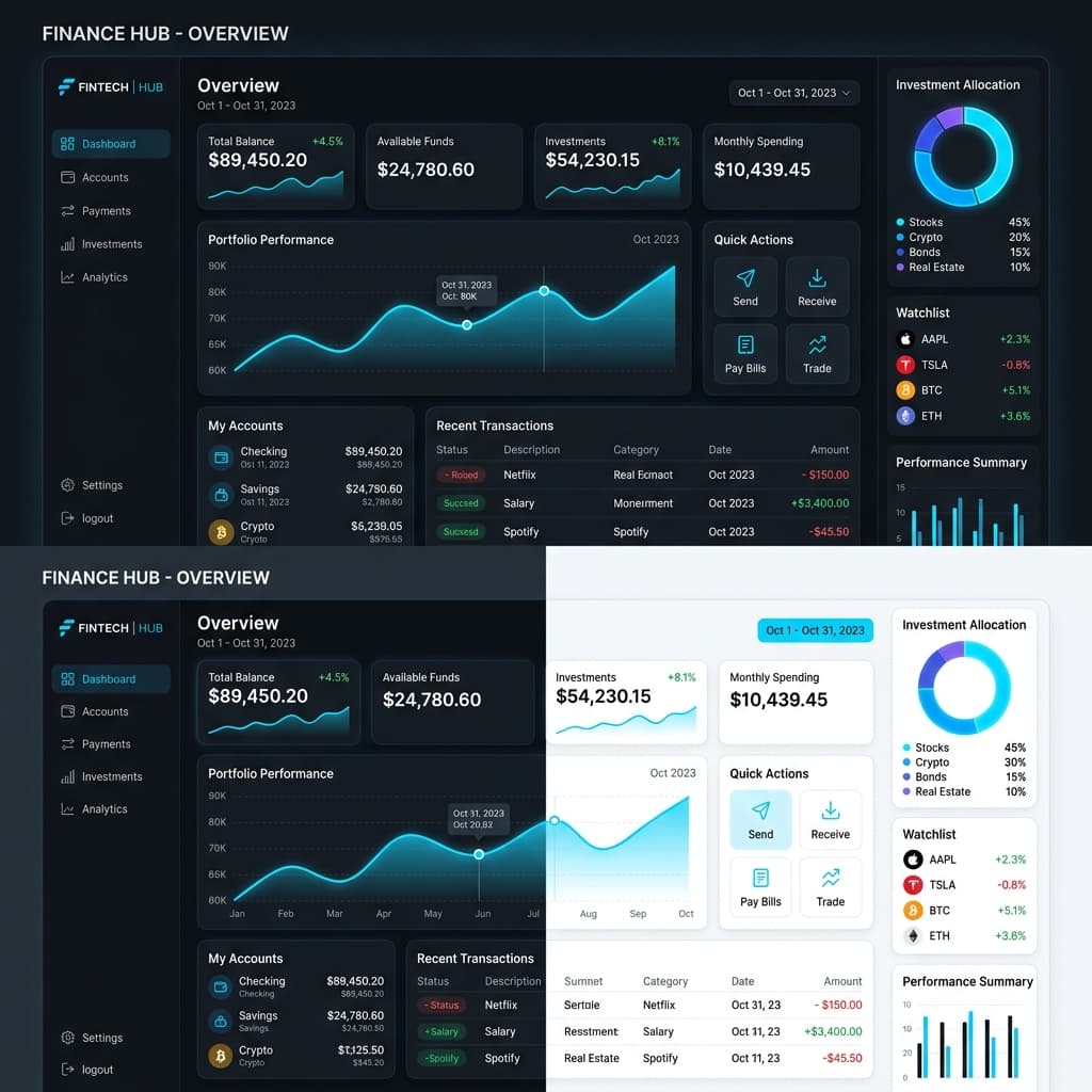 Fintech Analytics Dashboard — Fintech case study by VeltrixCode